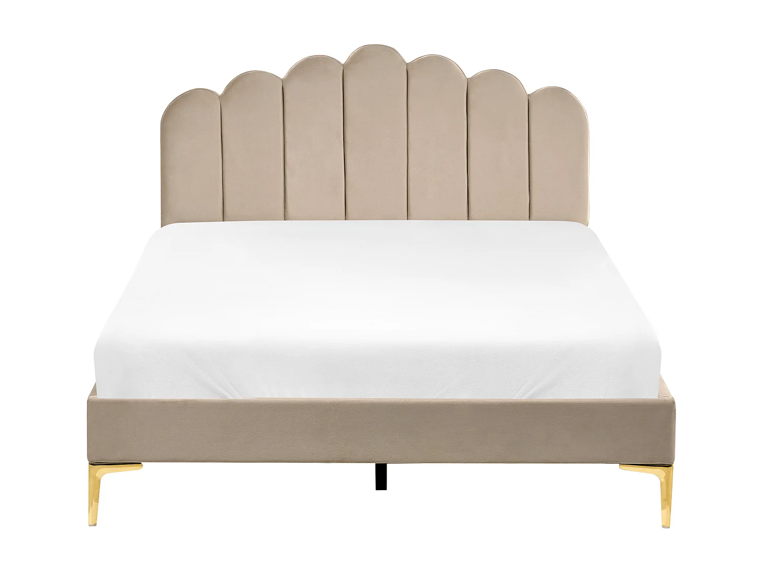 Lit avec sommier Velours SAUVIAN 140 x 200 cm Taupe