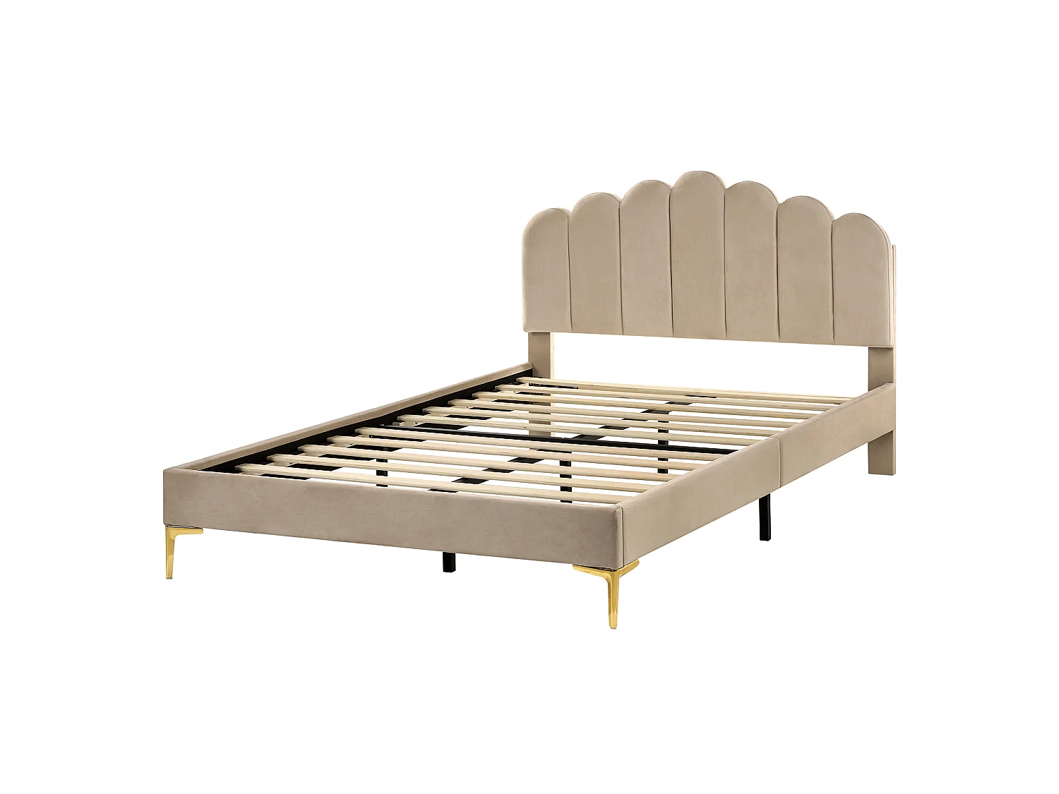 Bed Velvet SAUVIAN 140 x 200 cm (EU Double) Taupe