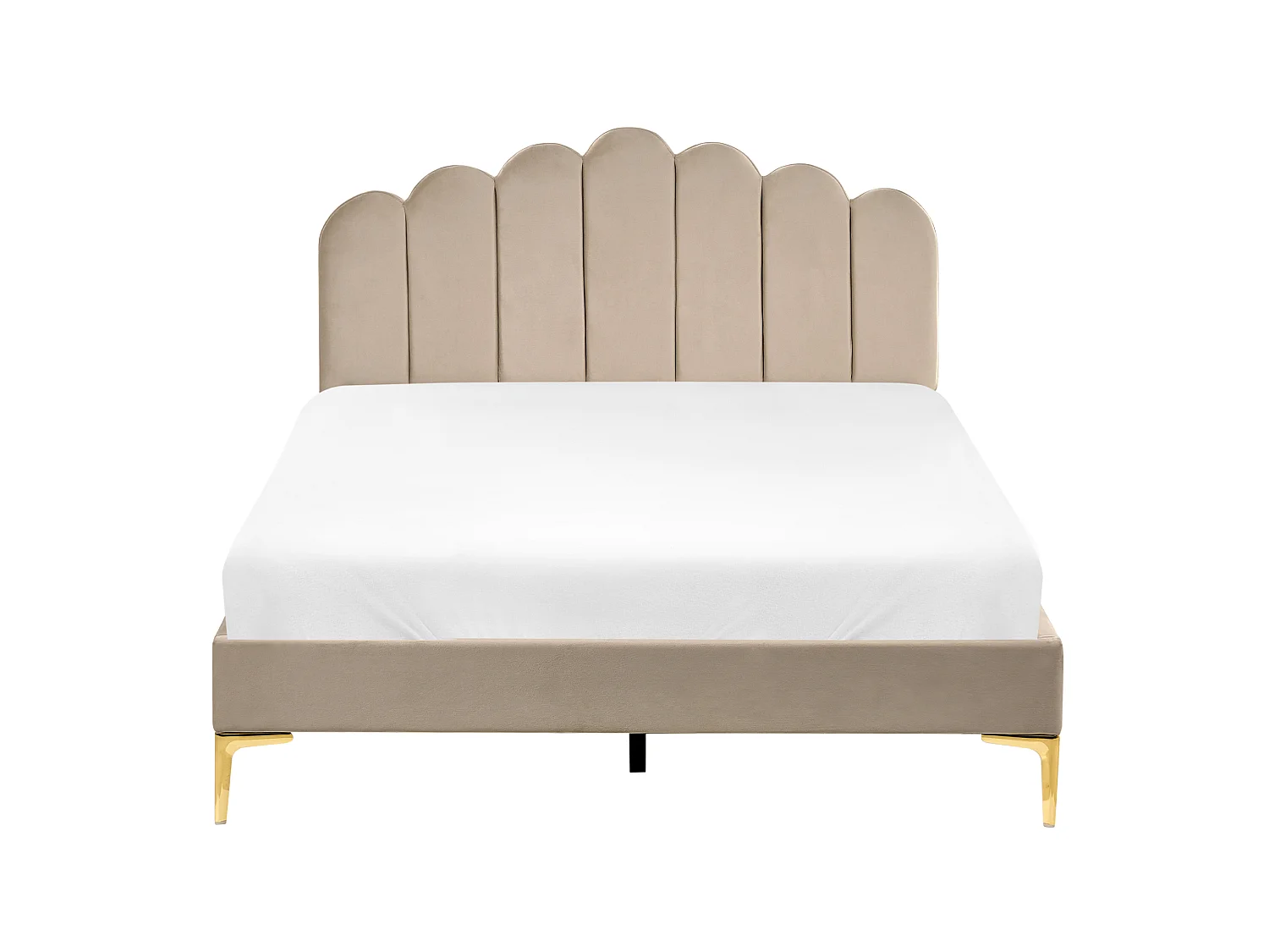 Bed Velvet SAUVIAN 140 x 200 cm (EU Double) Taupe