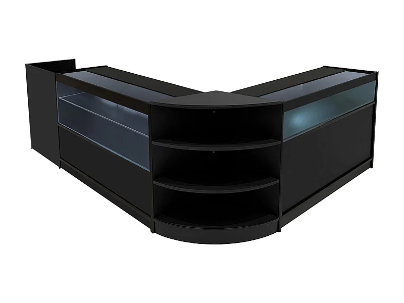 Europa LED Winkel Toonbank Set B1200, C1200, TB60 & LM60 - Zwart