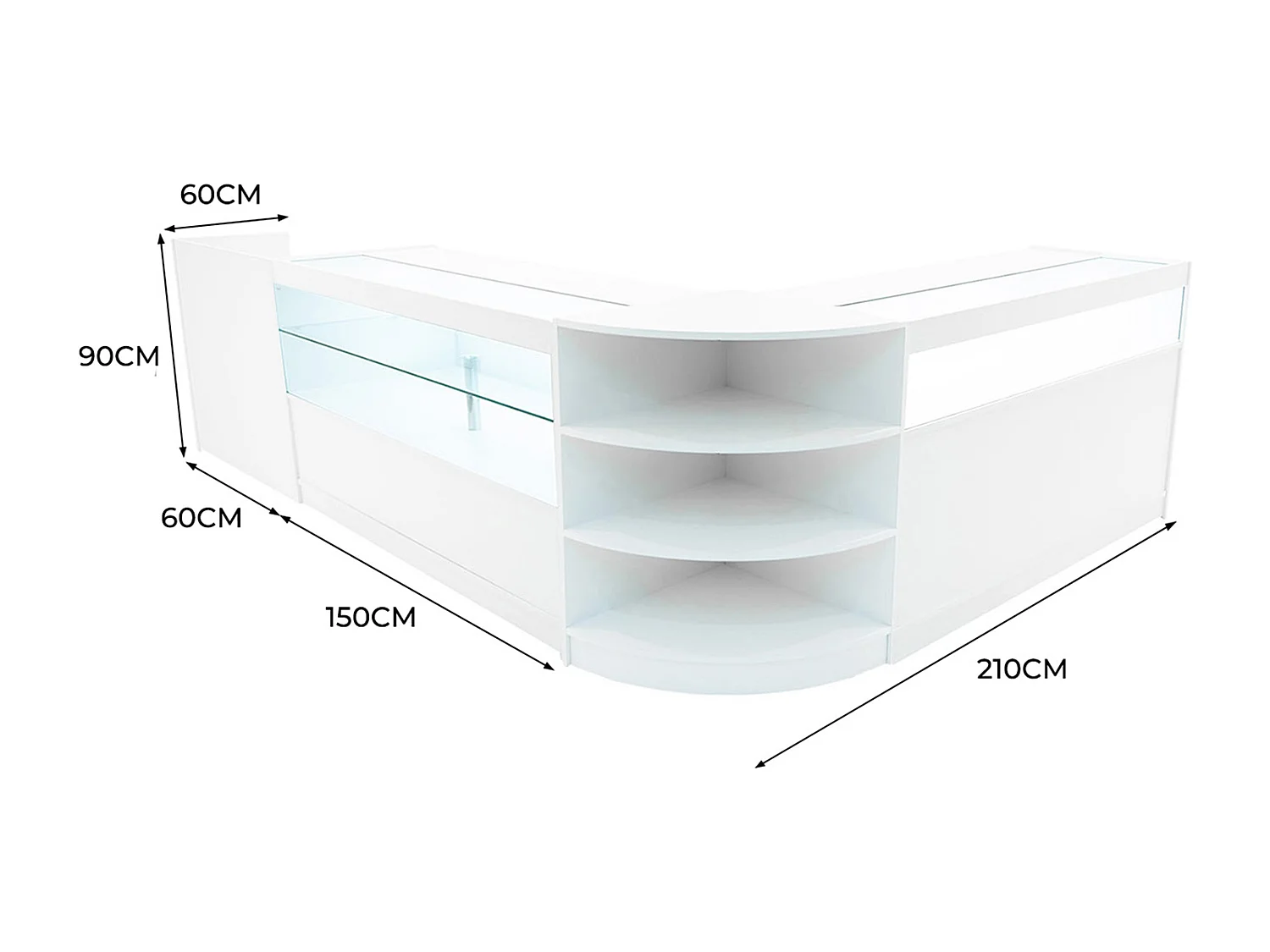 Comptoirs de Vente à LED Ensemble Europa - Blanc LM60, B1500, C1500, TB60