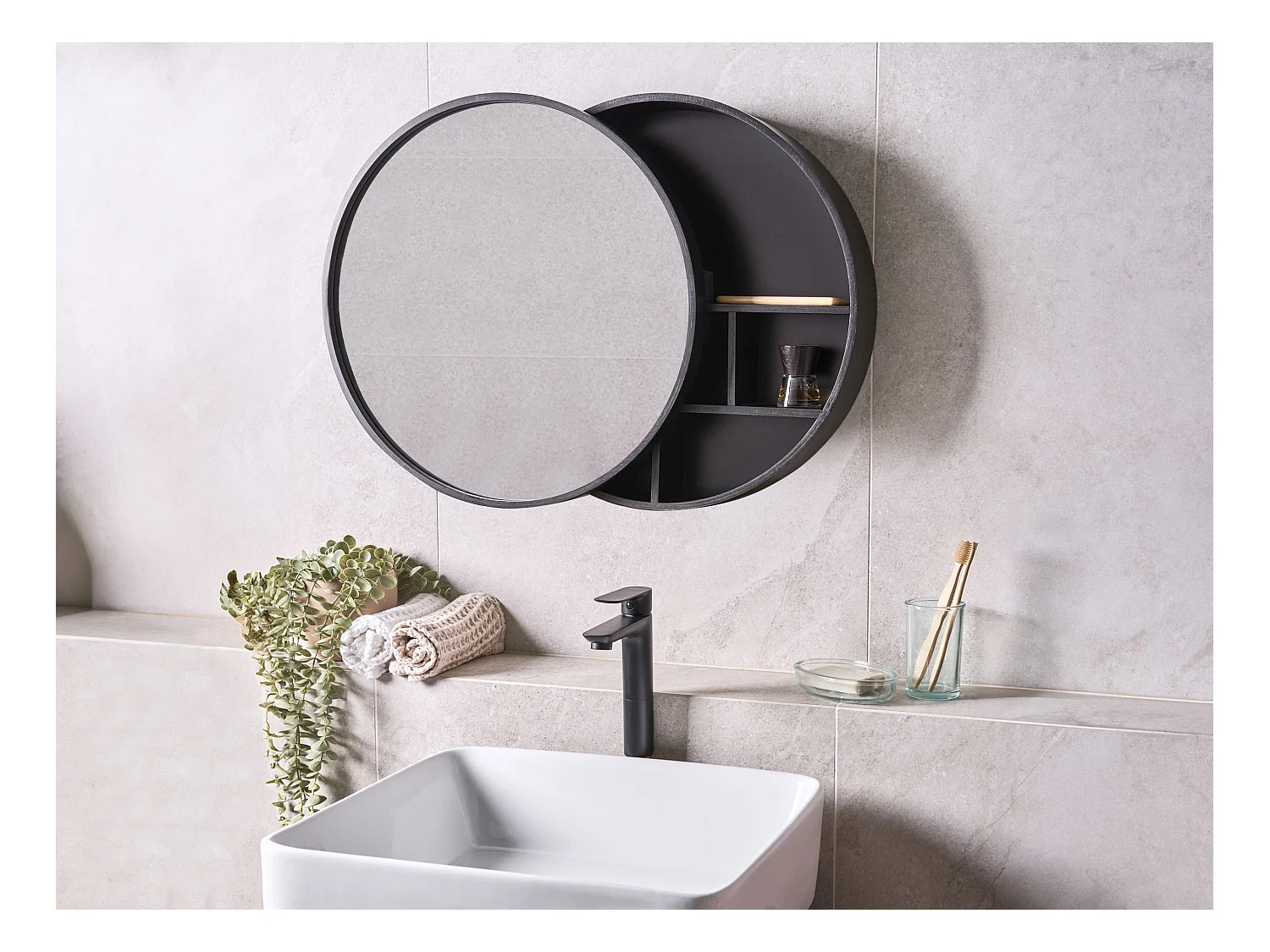 Armoire de toilette murale UCAYALI 50 cm 50 cm Noir