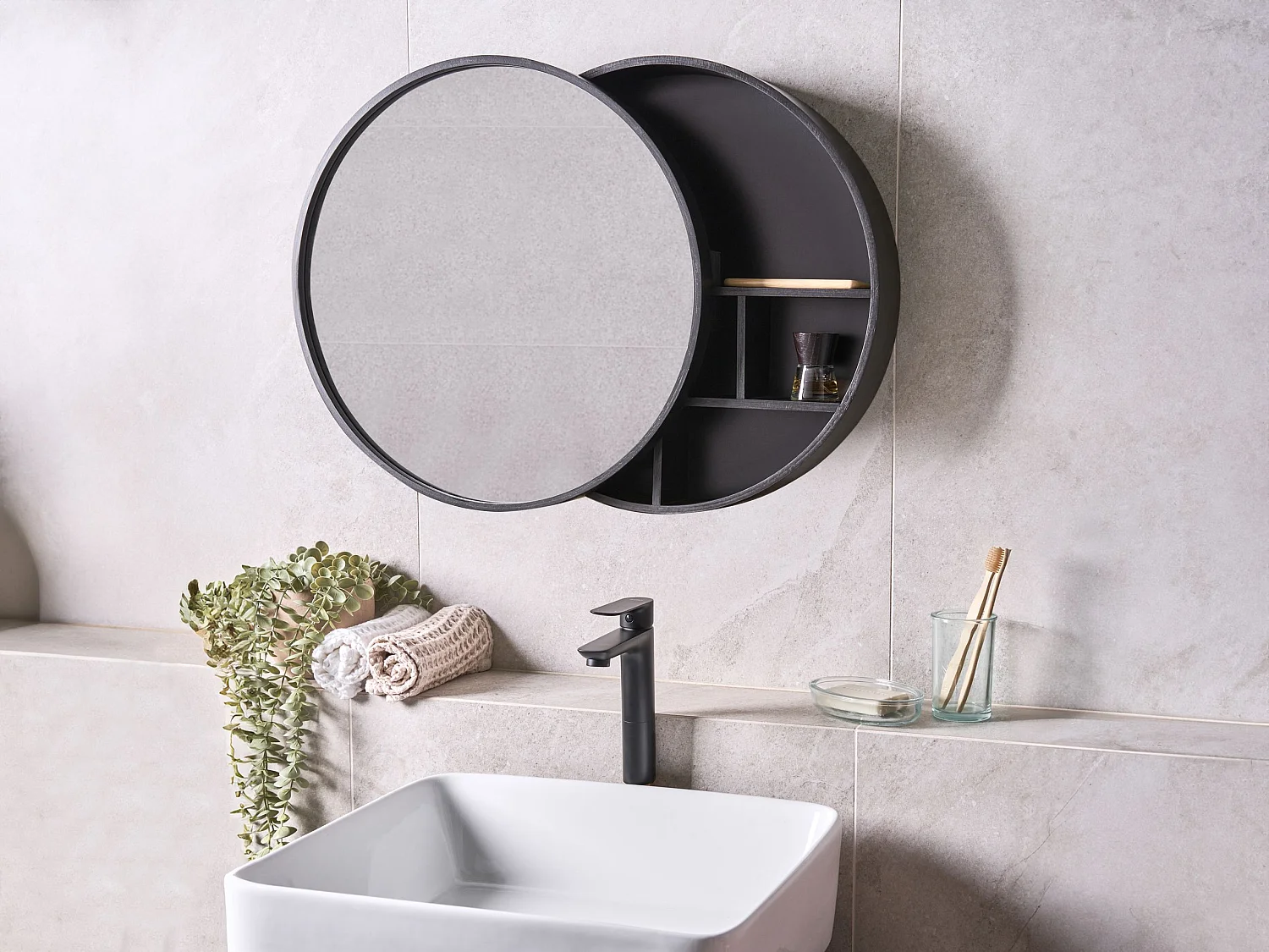 Armoire de toilette murale UCAYALI 50 cm 50 cm Noir