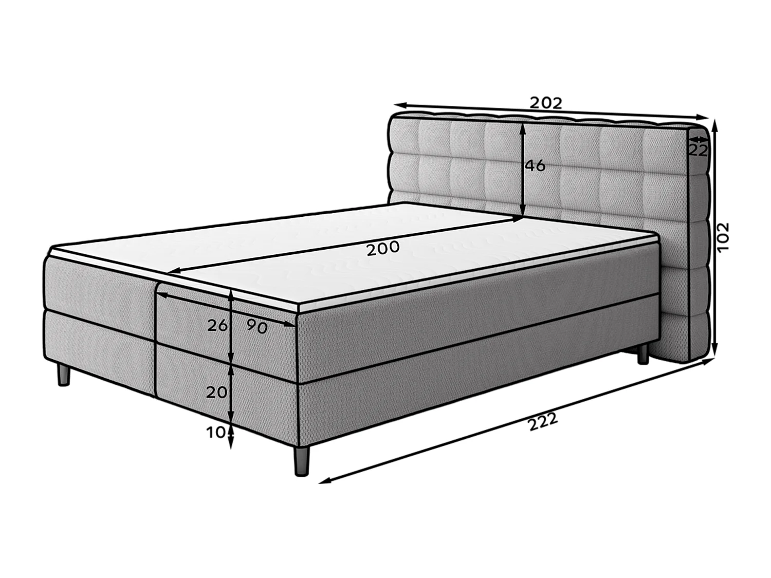 Boxspringbett Bernex/Bettkasten/Matratzen&Topper/Stoffbezug-Bouclé/Beige