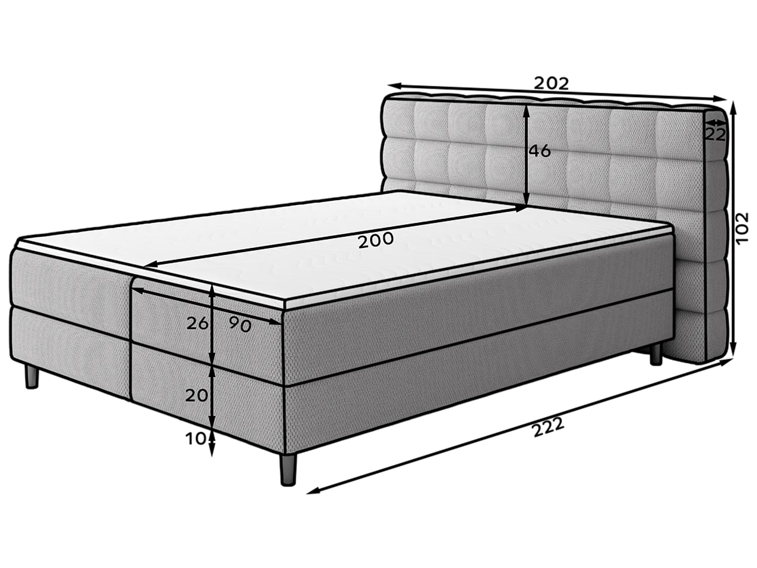 Boxspringbett Bernex/Bettkasten/Matratzen&Topper/Stoffbezug-Bouclé/Beige