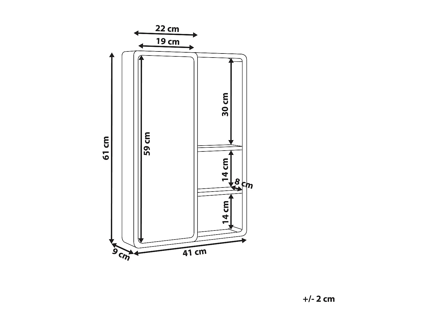 Armoire de toilette murale GUATAVITA 41 cm 61 cm Marron clair