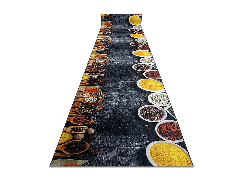 Läufer Antirutsch LOTUS KITCHEN 40580 Geschirr, Küche grau / gelb ZU 80x600 cm