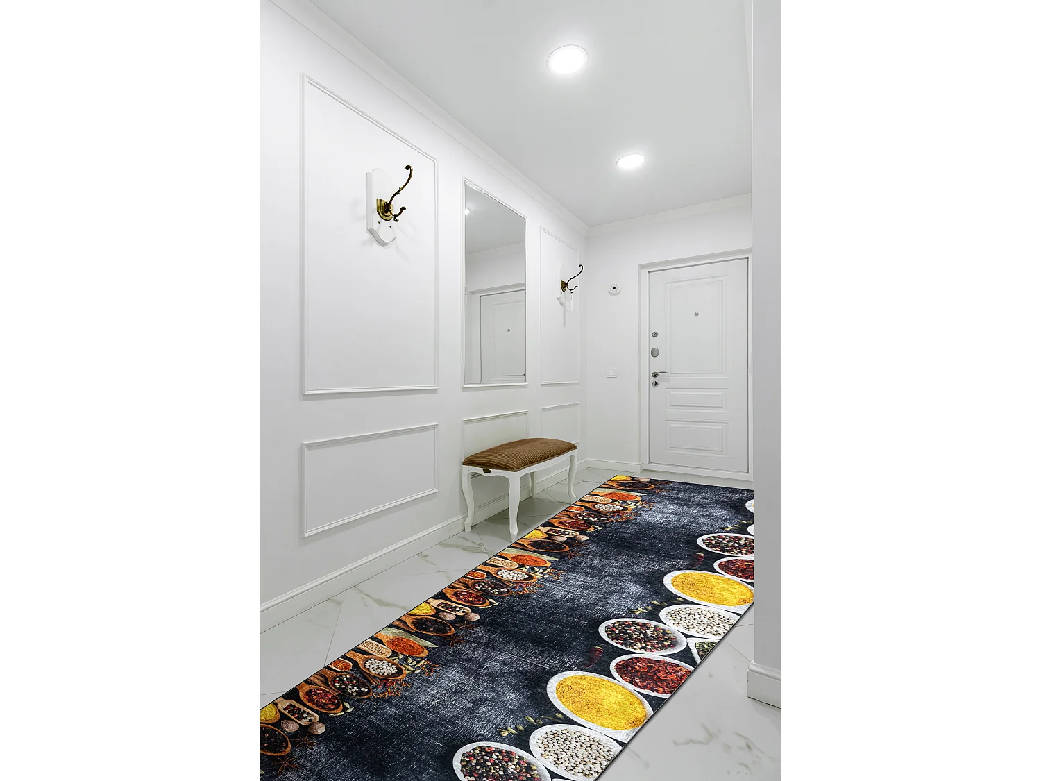 TAPIS DE COULOIR antidérapant LOTUS KITCHEN 40580 Vaisselle, pour la  120x980 cm