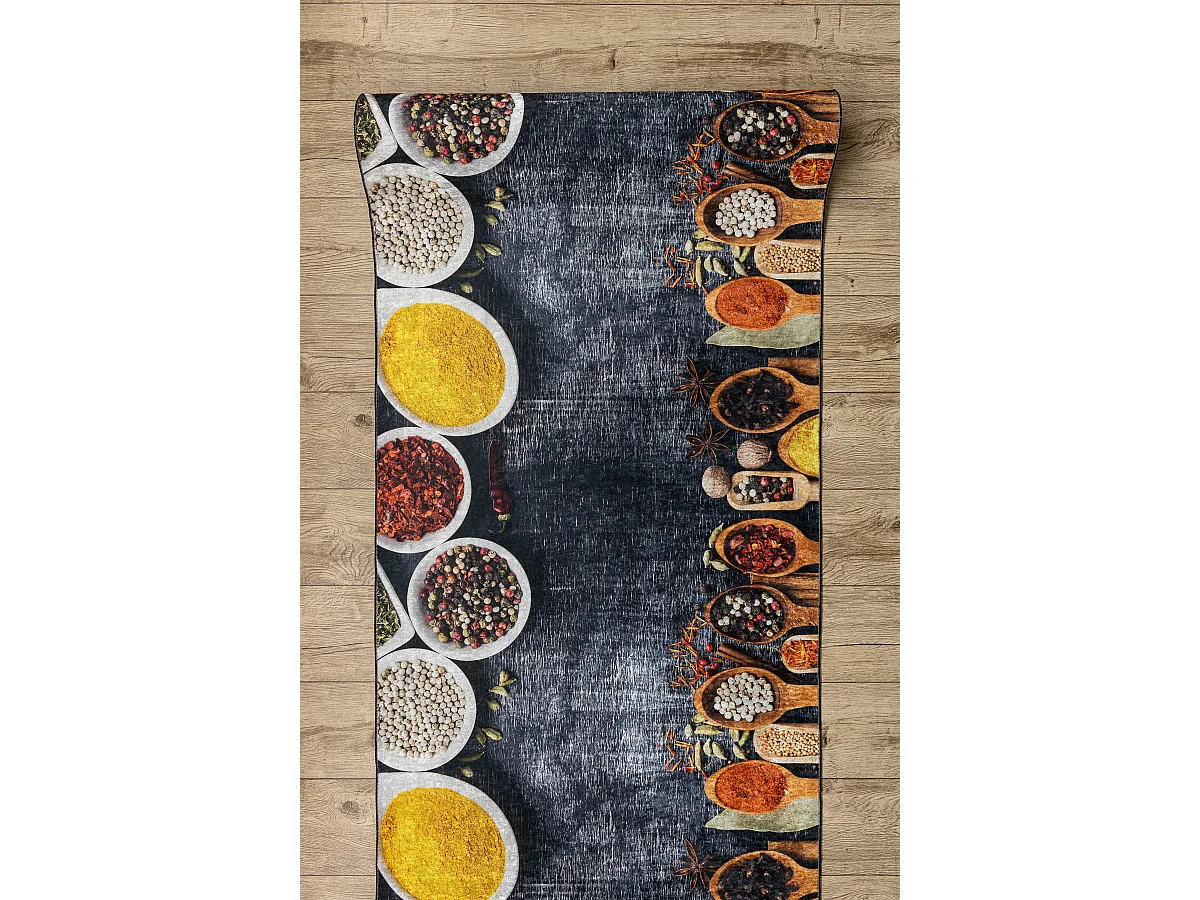 Läufer Antirutsch LOTUS KITCHEN 40580 Geschirr, Küche grau / gelb ZU 60x120 cm