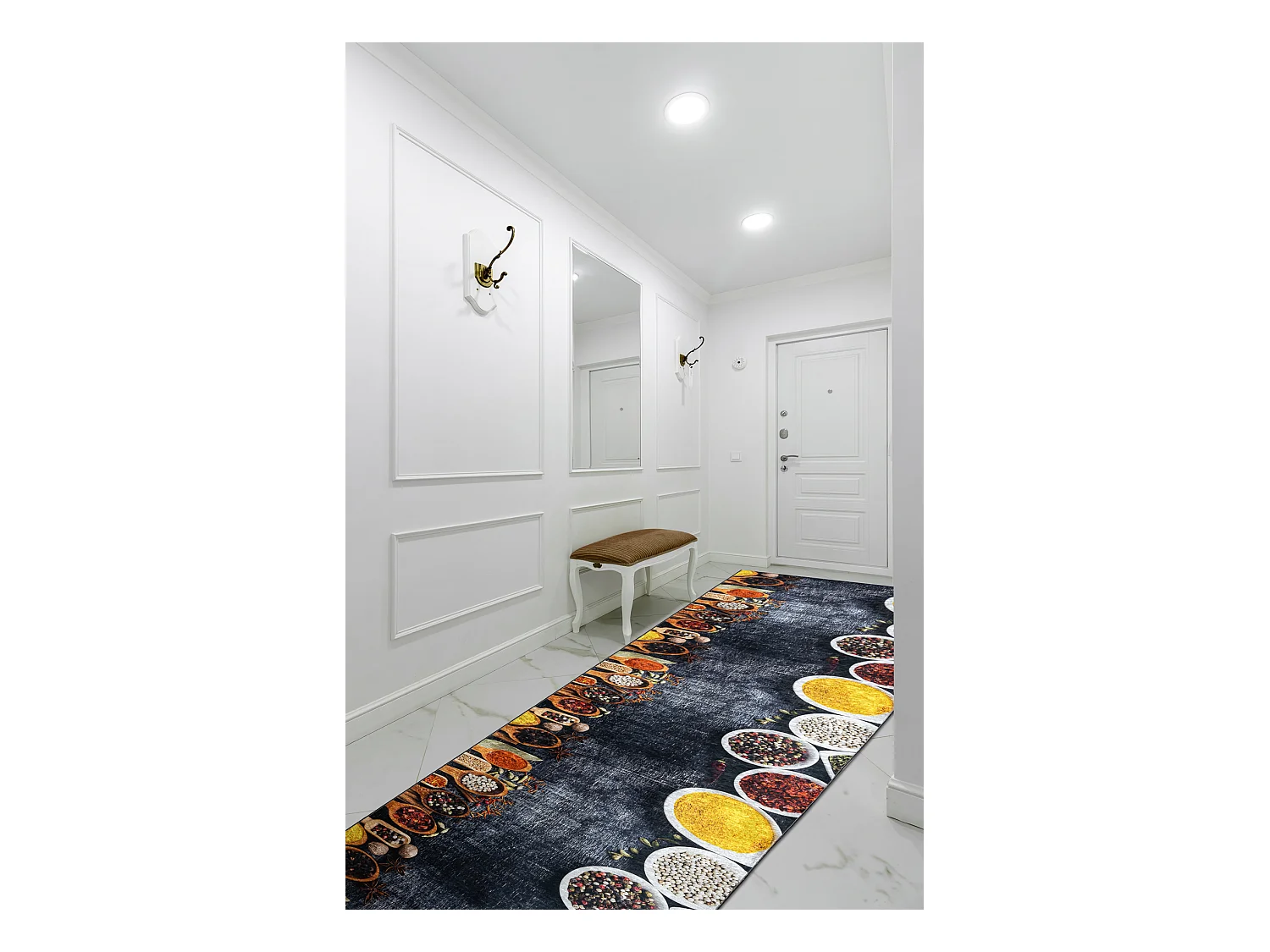 TAPIS DE COULOIR antidérapant LOTUS KITCHEN 40580 Vaisselle, pour la  80x540 cm