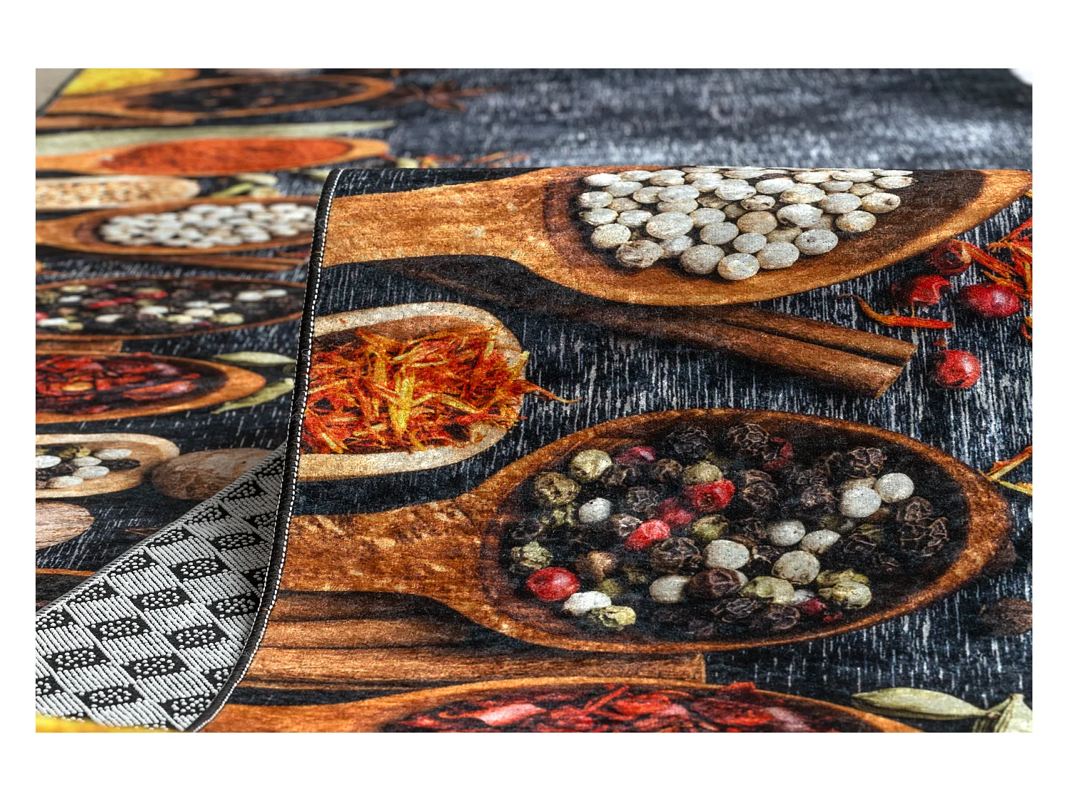 TAPIS DE COULOIR antidérapant LOTUS KITCHEN 40580 Vaisselle, pour la  100x790 cm