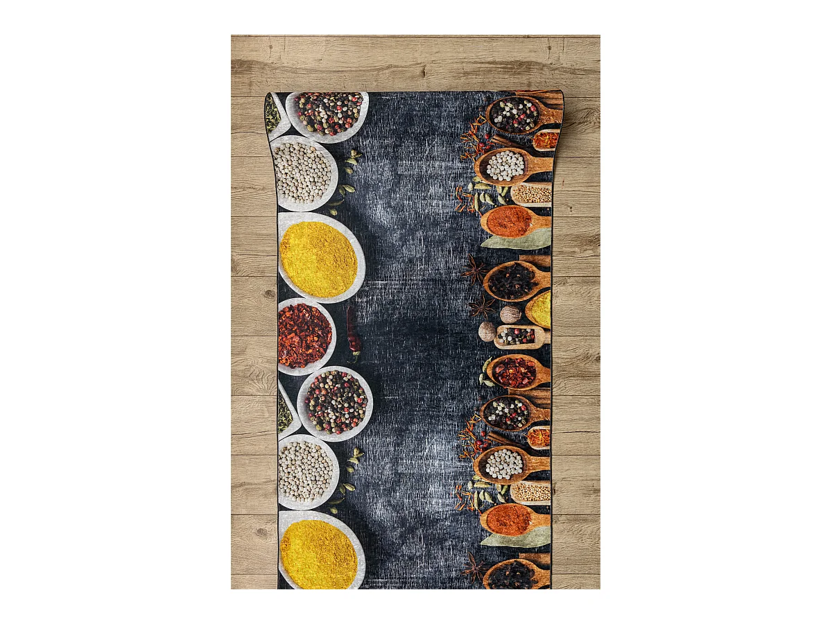 TAPIS DE COULOIR antidérapant LOTUS KITCHEN 40580 Vaisselle, pour la  100x640 cm