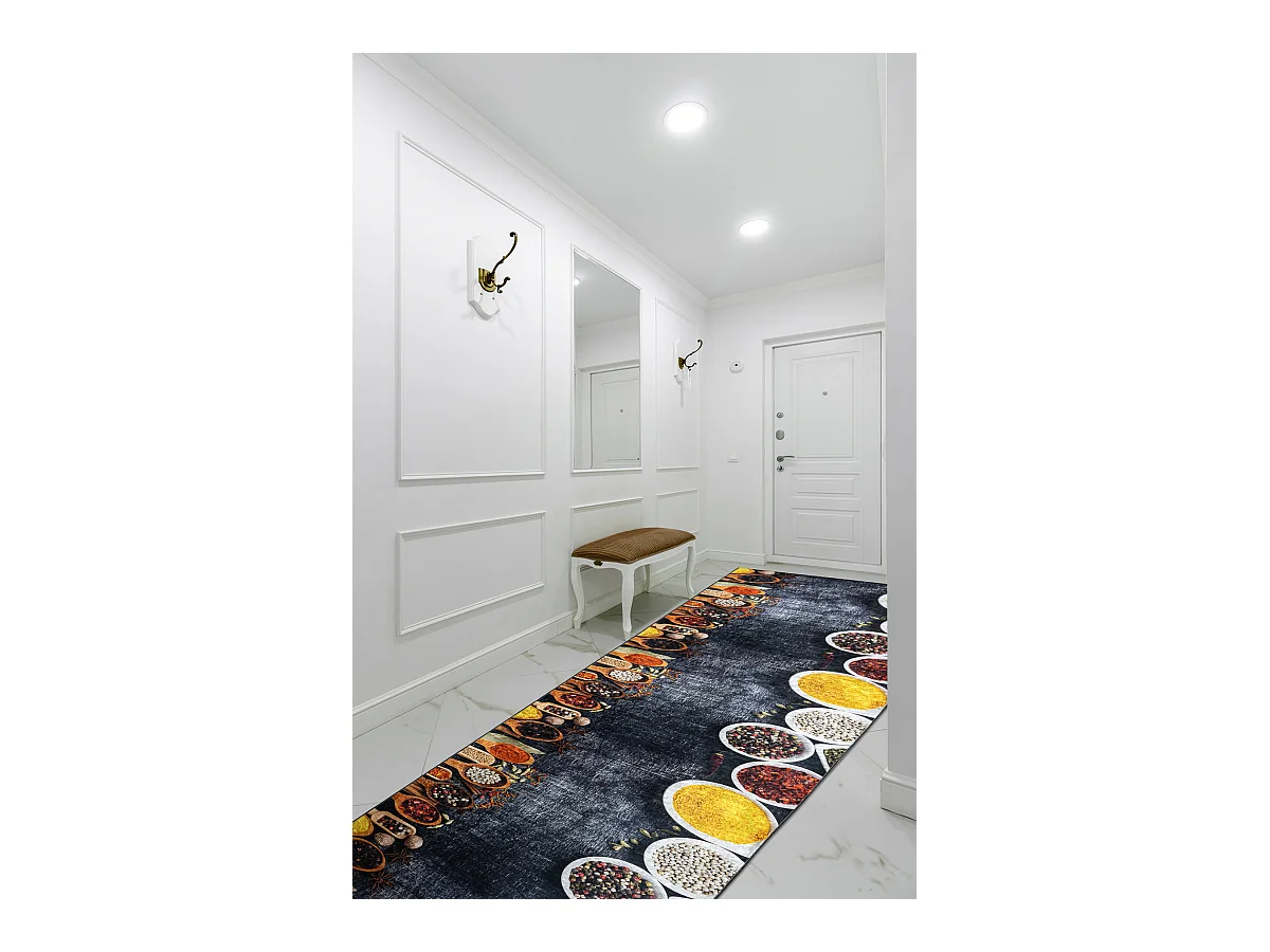 TAPIS DE COULOIR antidérapant LOTUS KITCHEN 40580 Vaisselle, pour la  100x300 cm