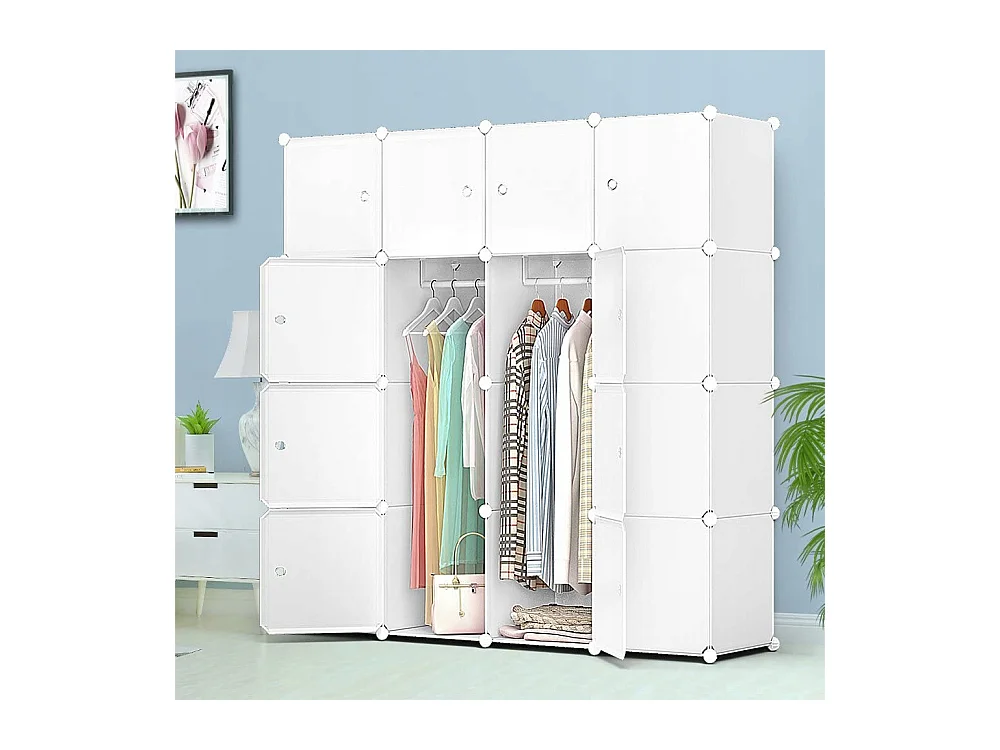 ARMOIRE MODULAIRE GARDE-ROBE ARMOIRE ÉTAGÈRE ÉTAGÈRE BLANCHE GRANDE TRINGLE