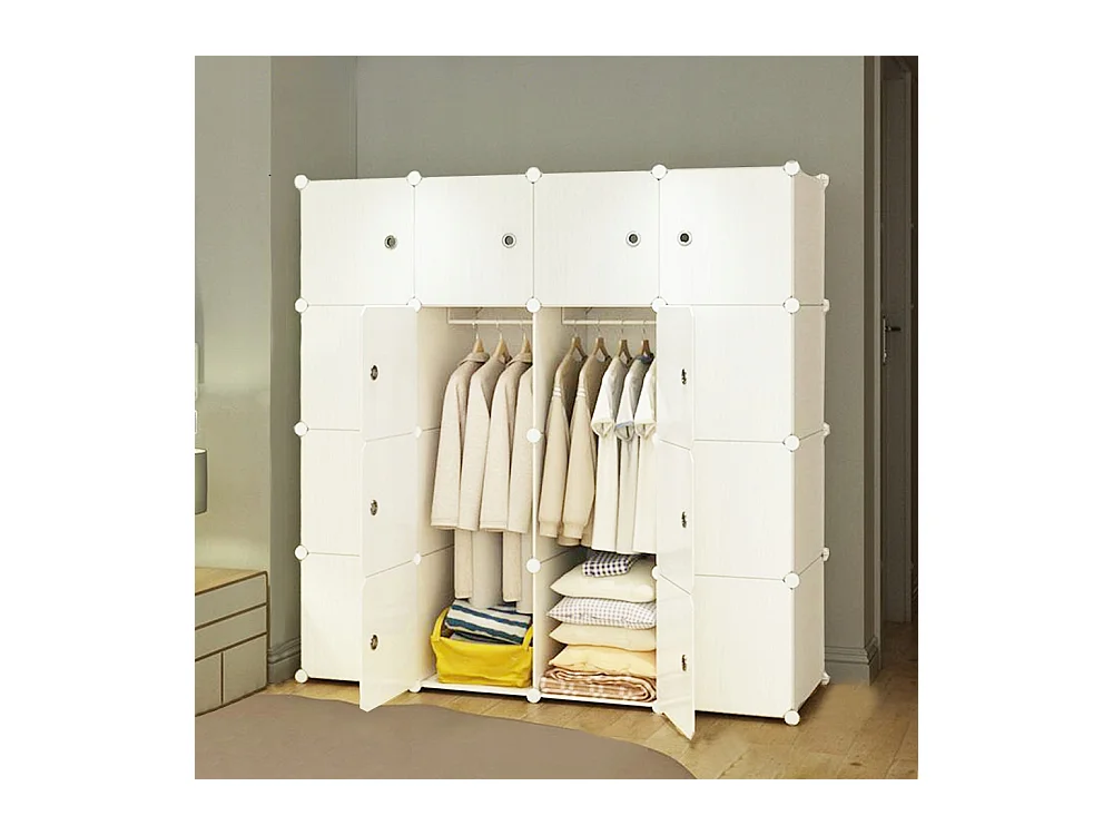 ARMOIRE MODULAIRE GARDE-ROBE ARMOIRE ÉTAGÈRE ÉTAGÈRE BLANCHE GRANDE TRINGLE