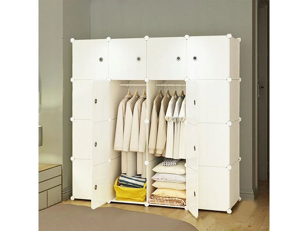 ARMOIRE MODULAIRE GARDE-ROBE ARMOIRE ÉTAGÈRE ÉTAGÈRE BLANCHE GRANDE TRINGLE