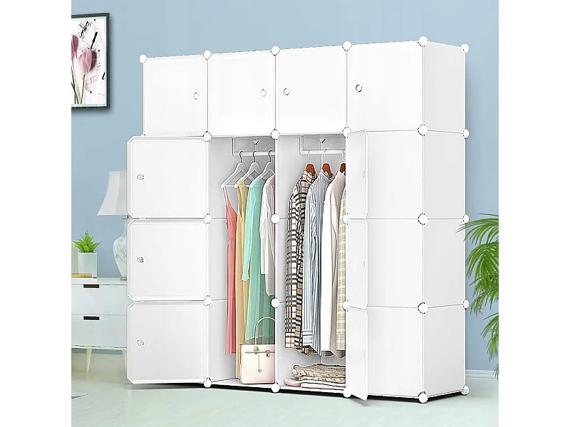 ARMARIO MODULAR GUARDA-ROUPA ARMÁRIO ESTANTE PRATELEIRA BRANCA GRANDE BARRA