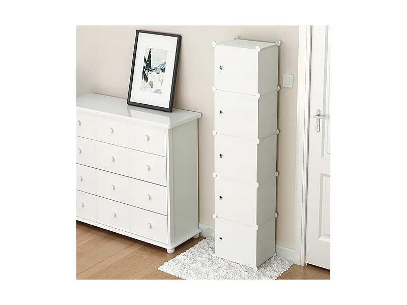 ARMOIRE MODULAIRE 5 ÉTAGÈRES ÉTAGÈRE ARMOIRE COLONNE GARDE-ROUGE BLANC