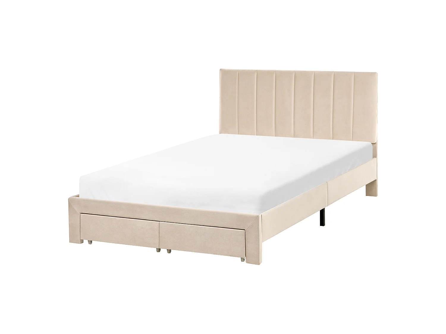 Bed with Storage Drawers LONZAC Velvet Beige 120 x 200 cm (EU Small Double)
