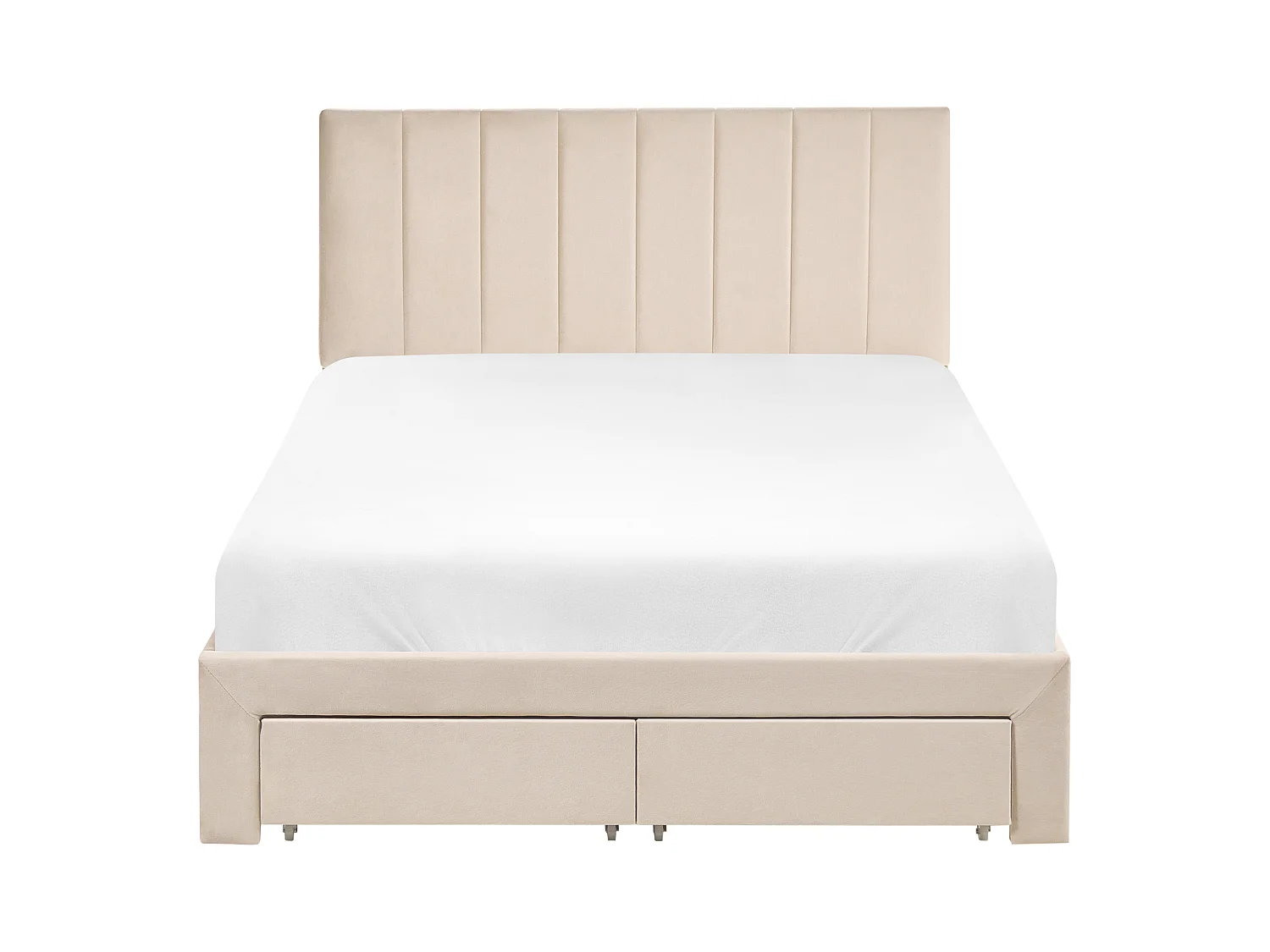Bed with Storage Drawers LONZAC Velvet Beige 120 x 200 cm (EU Small Double)