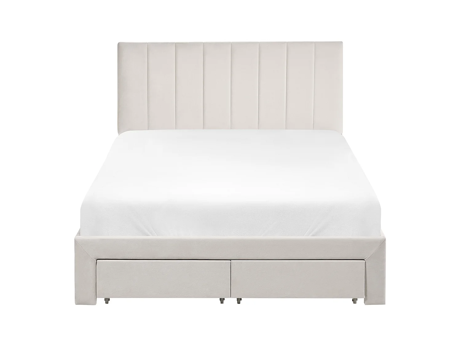 Bed with Storage Drawers LONZAC Velvet Off-White 120 x 200 cm (EU Small Double)