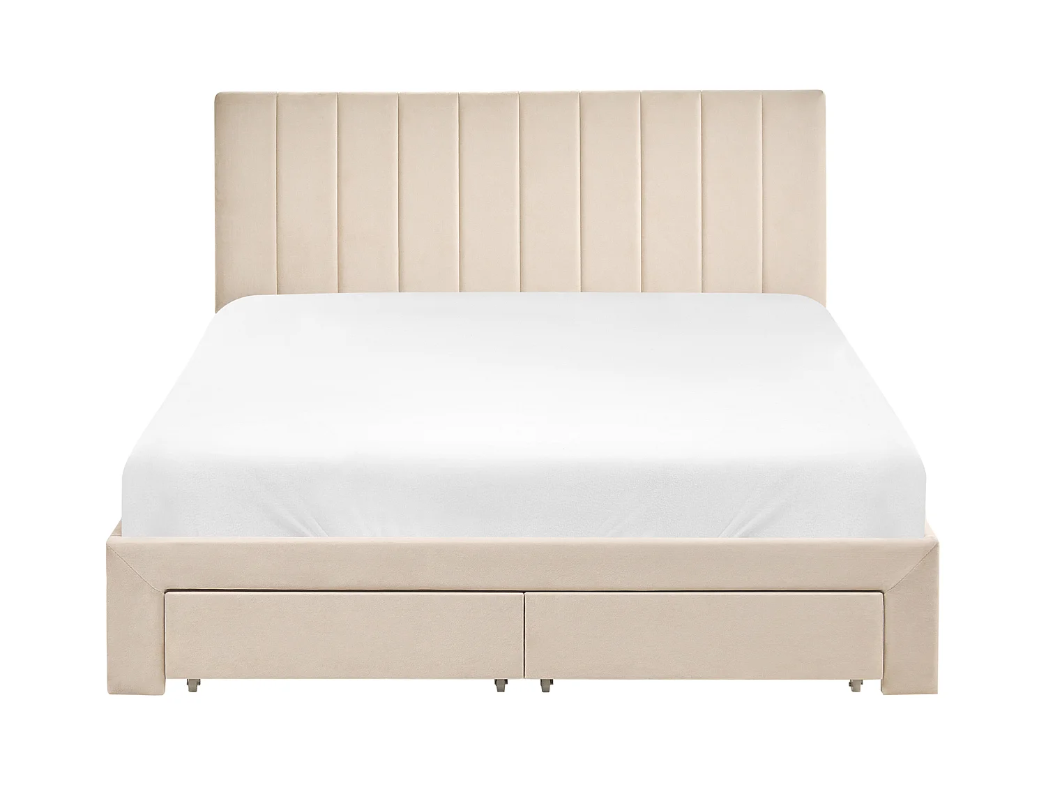 Lit avec tiroirs de rangement Velours LONZAC 140 x 200 cm Beige