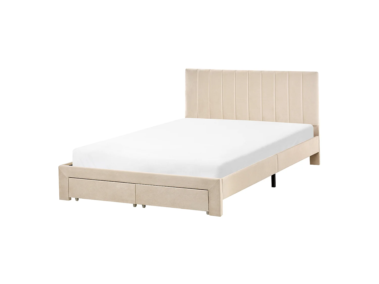 Bed with Storage Drawers LONZAC Velvet Beige 140 x 200 cm (EU Double)