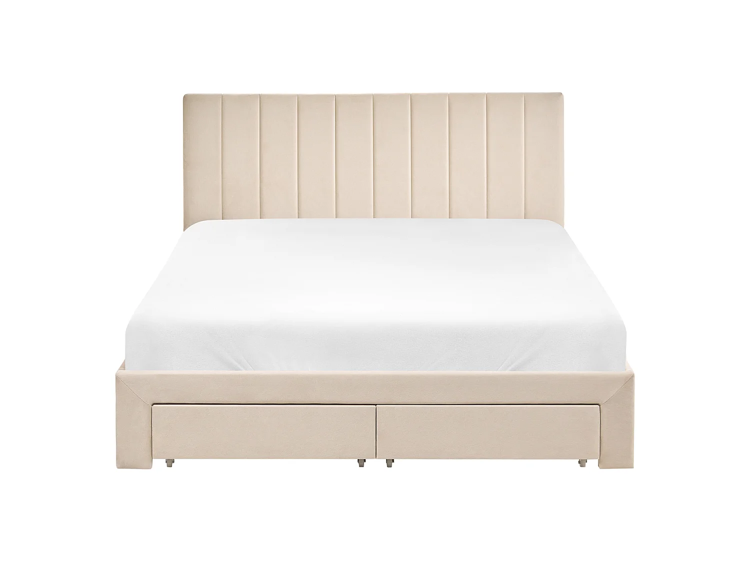Bed with Storage Drawers LONZAC Velvet Beige 140 x 200 cm (EU Double)