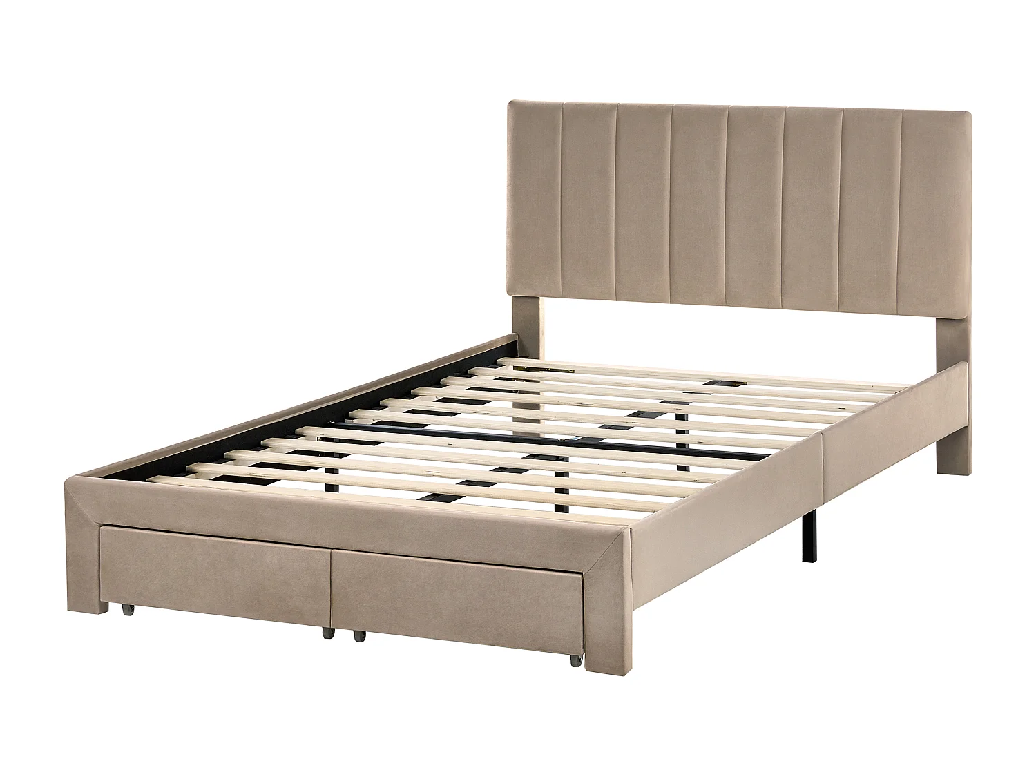 Lit avec tiroirs de rangement Velours LONZAC 120 x 200 cm Taupe