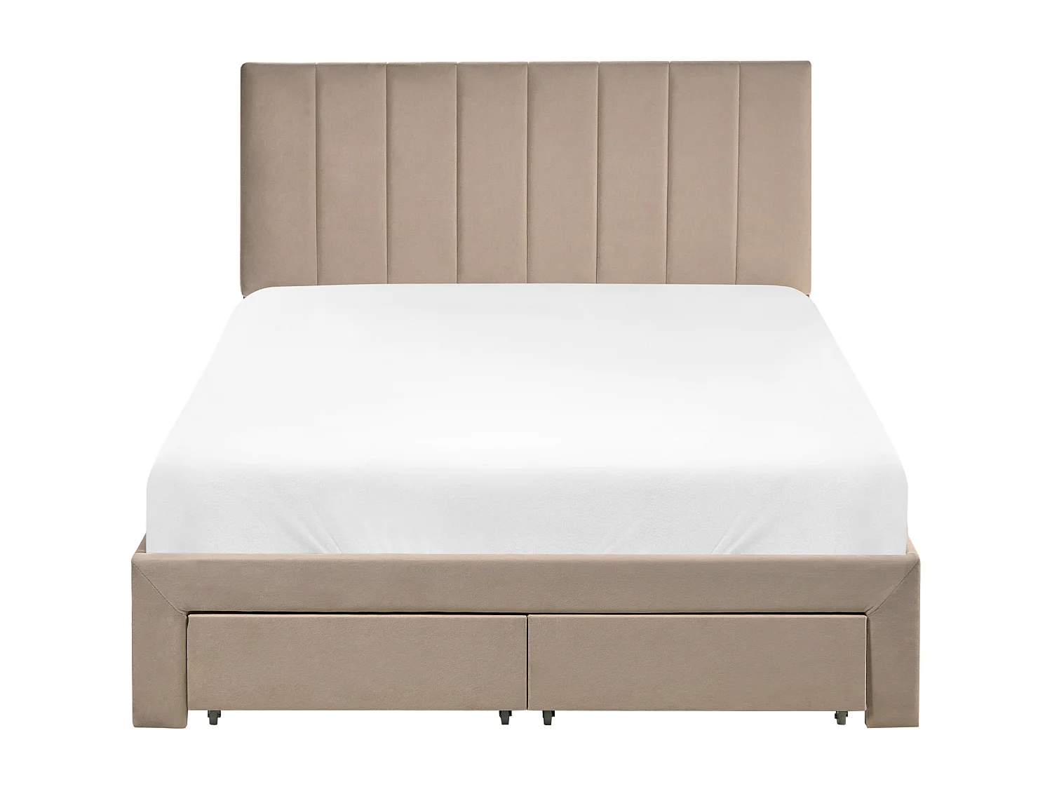 Lit avec tiroirs de rangement Velours LONZAC 120 x 200 cm Taupe