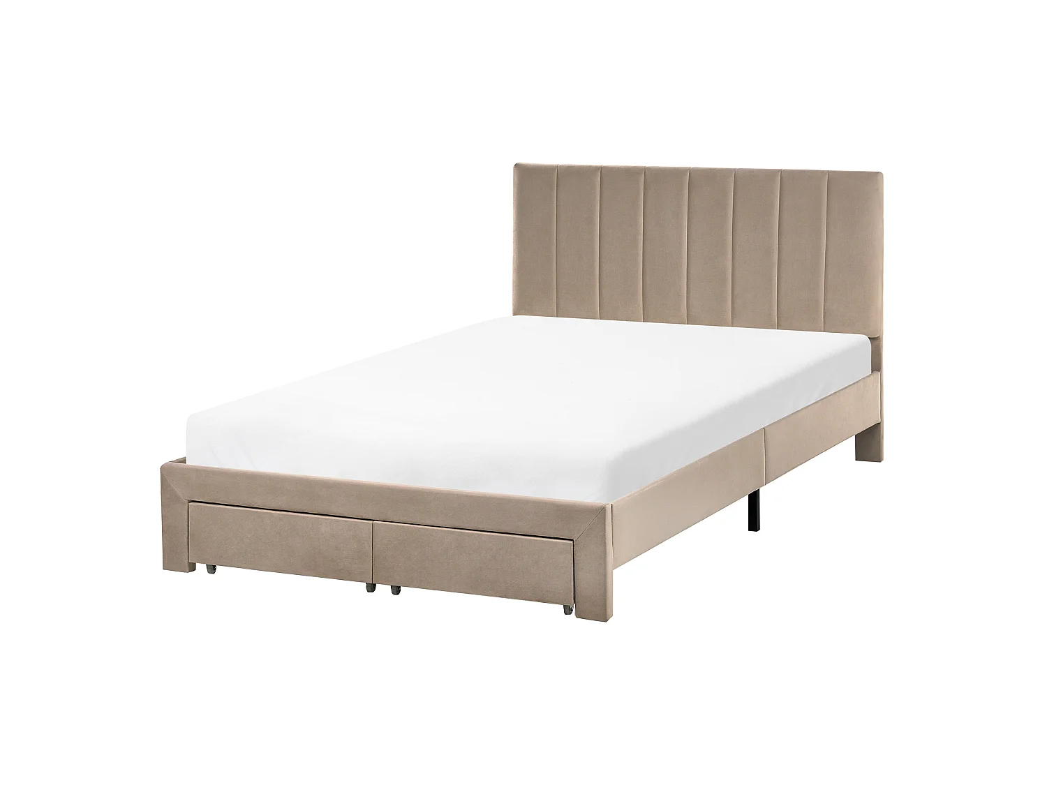 Bed with Storage Drawers LONZAC Velvet Taupe 120 x 200 cm (EU Small Double)