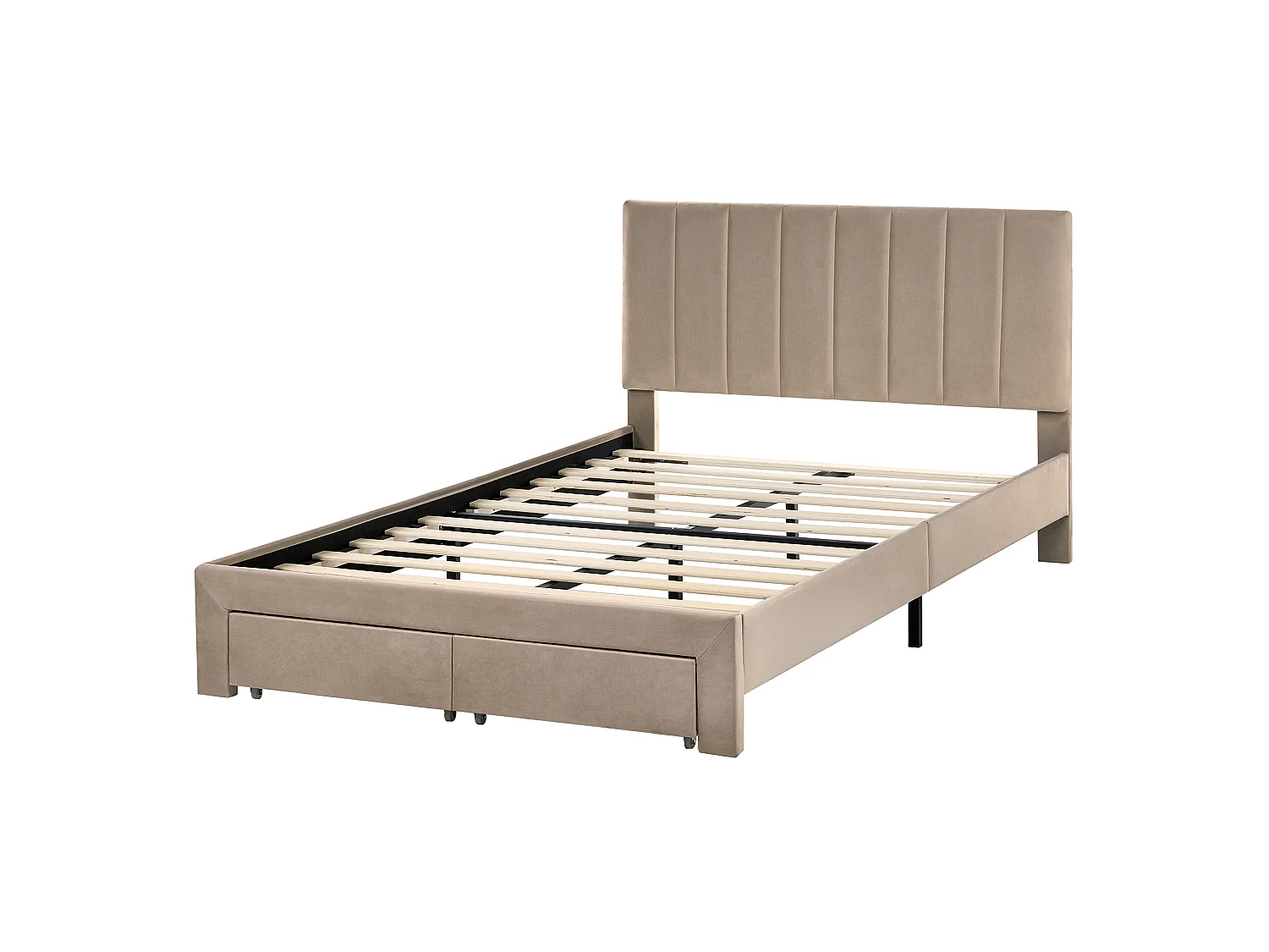 Bed with Storage Drawers LONZAC Velvet Taupe 120 x 200 cm (EU Small Double)