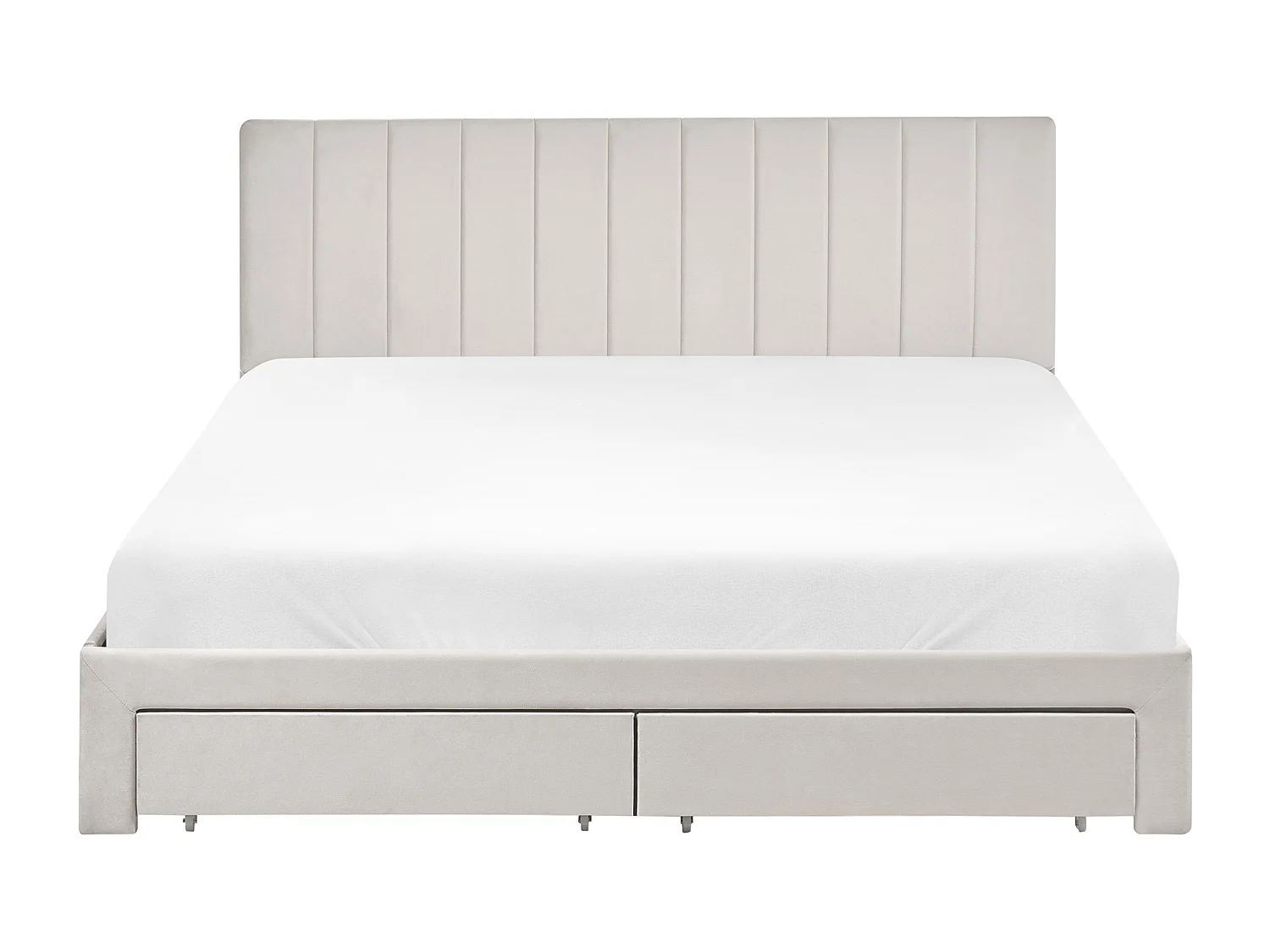 Lit avec tiroirs de rangement Velours LONZAC 160 x 200 cm Blanc cassé