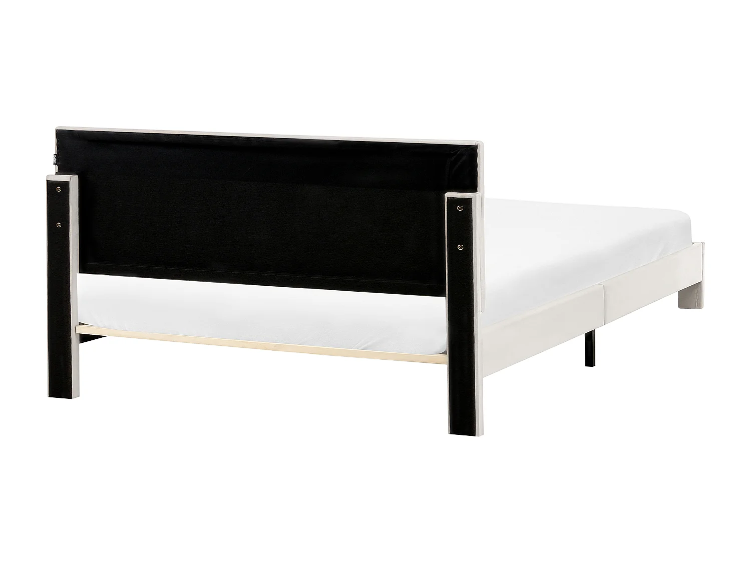 Lit avec tiroirs de rangement Velours LONZAC 160 x 200 cm Blanc cassé