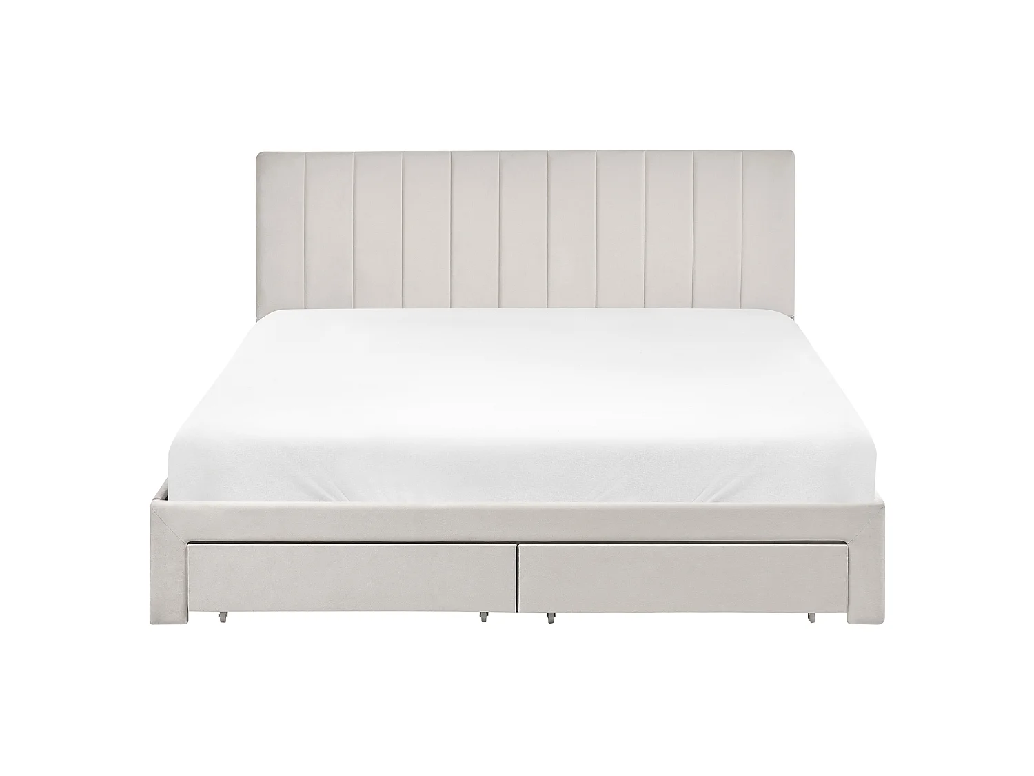 Lit avec tiroirs de rangement LONZAC Velours Blanc cassé 160 x 200 cm