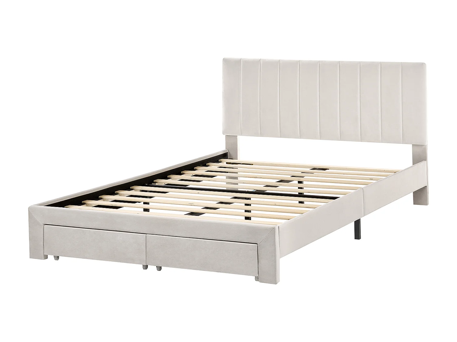 Bed with Storage Drawers LONZAC Velvet Off-White 140 x 200 cm (EU Double)