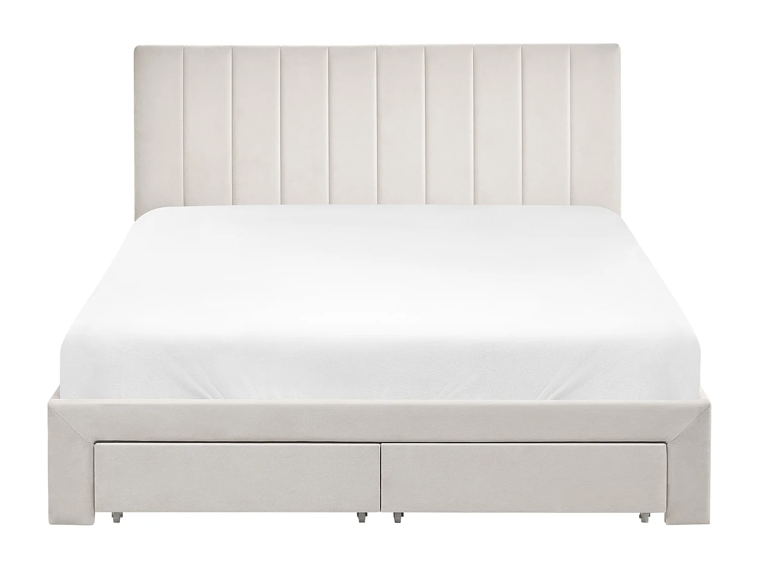 Bed with Storage Drawers LONZAC Velvet Off-White 140 x 200 cm (EU Double)