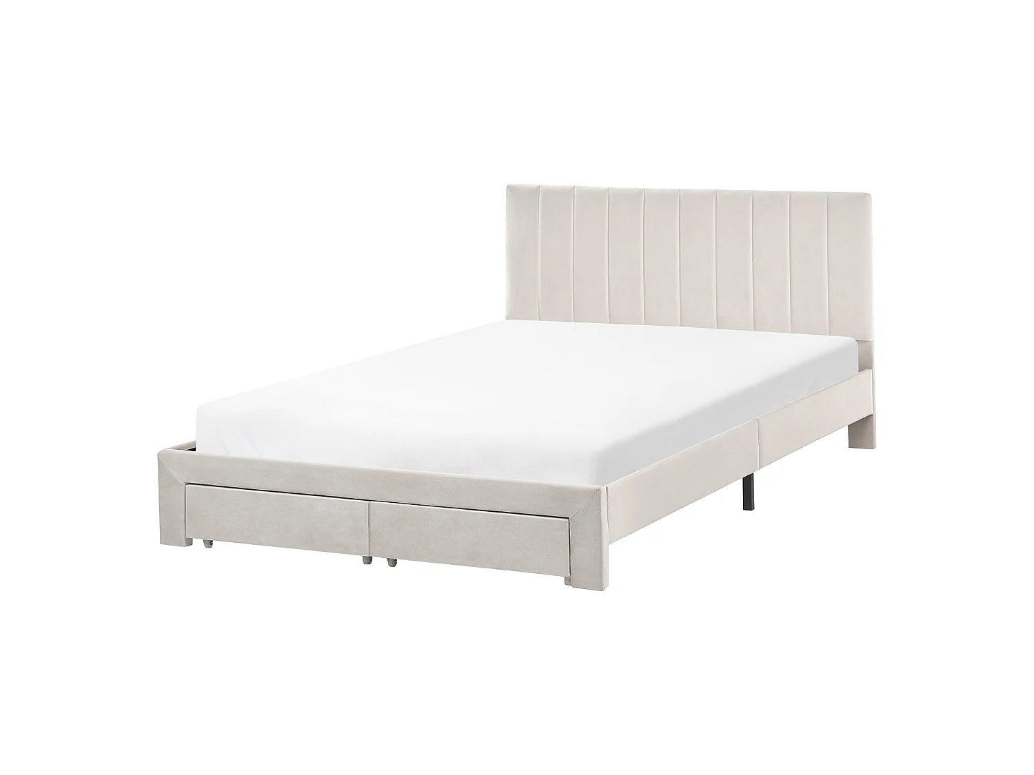 Bed with Storage Drawers LONZAC Velvet Off-White 140 x 200 cm (EU Double)