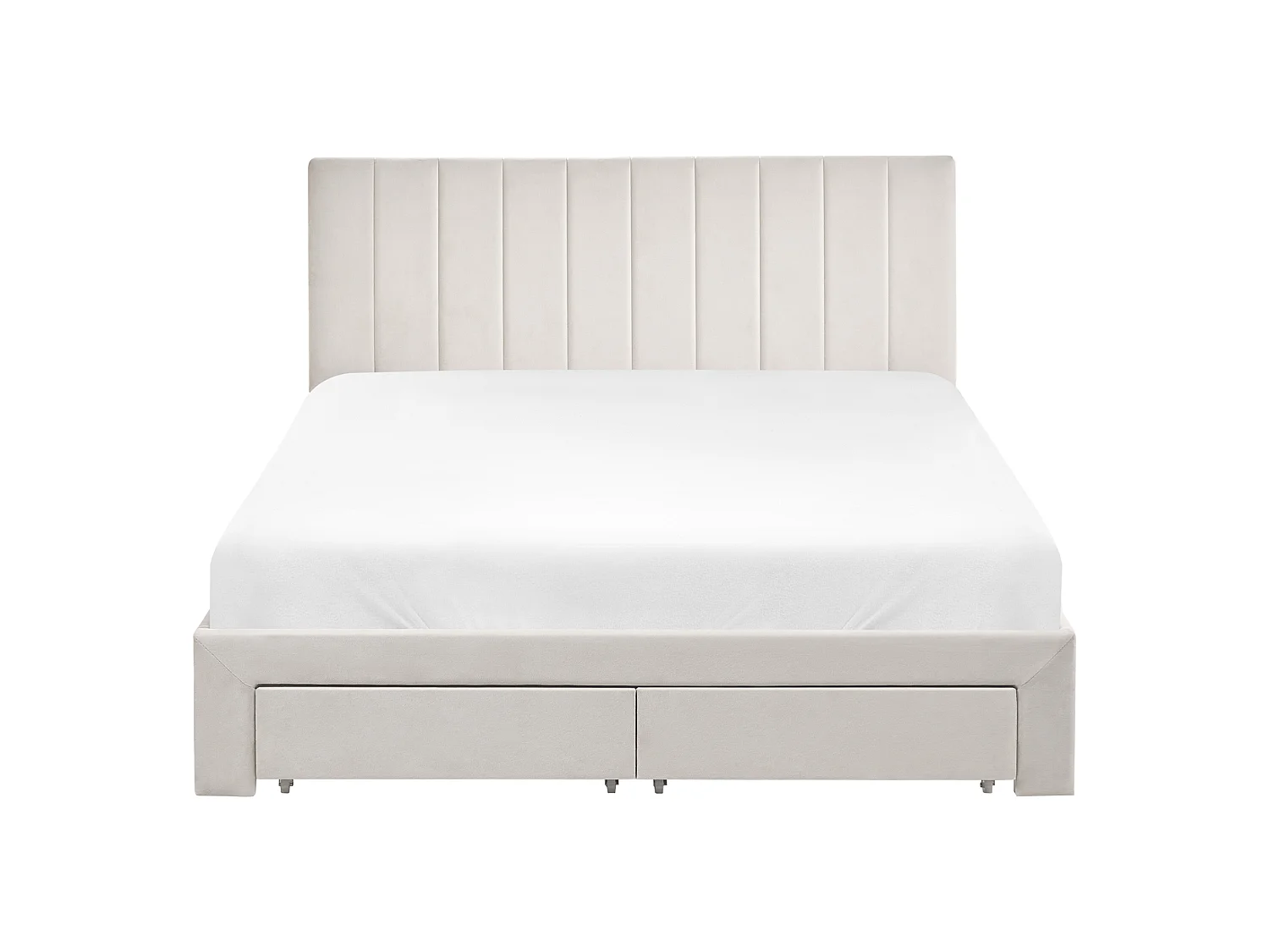 Bed with Storage Drawers LONZAC Velvet Off-White 140 x 200 cm (EU Double)