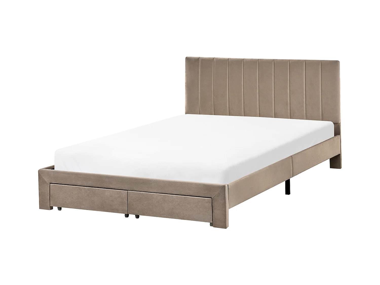 Lit avec tiroirs de rangement Velours LONZAC 140 x 200 cm Taupe