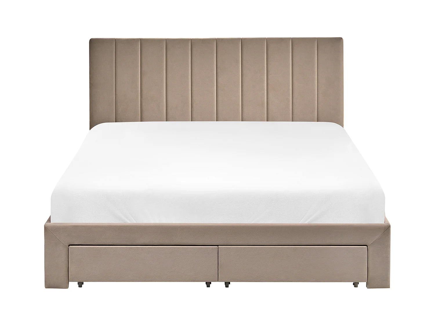 Lit avec tiroirs de rangement Velours LONZAC 140 x 200 cm Taupe