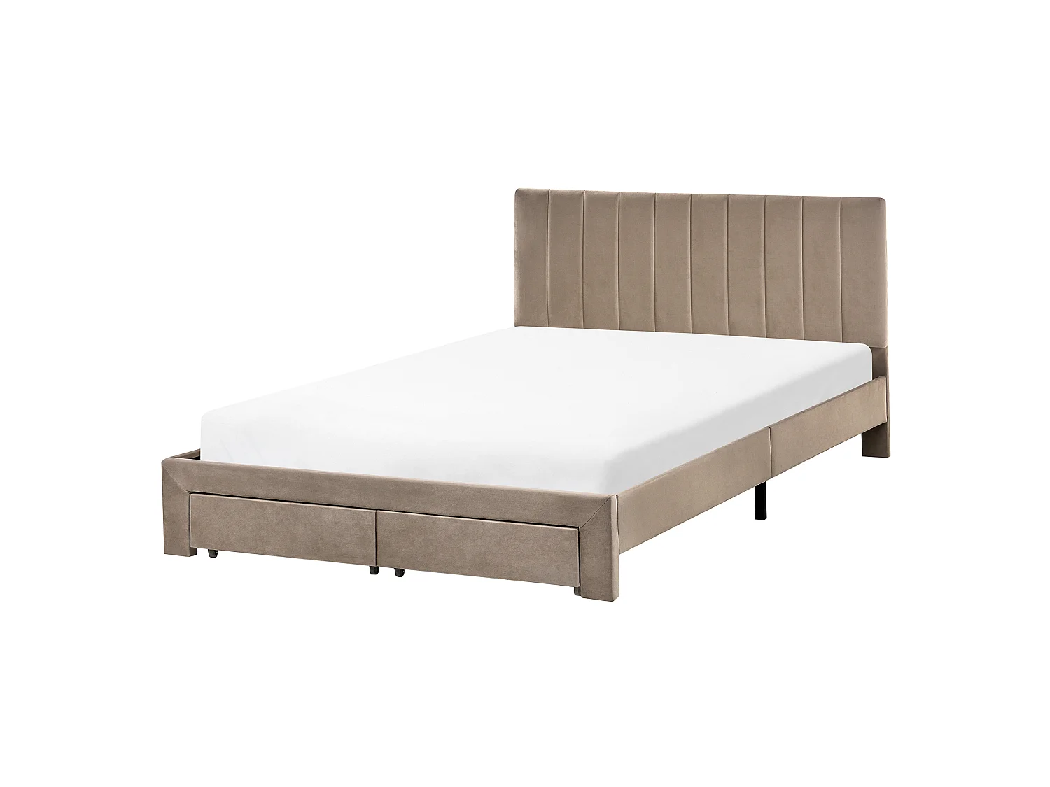 Bed with Storage Drawers LONZAC Velvet Taupe 140 x 200 cm (EU Double)