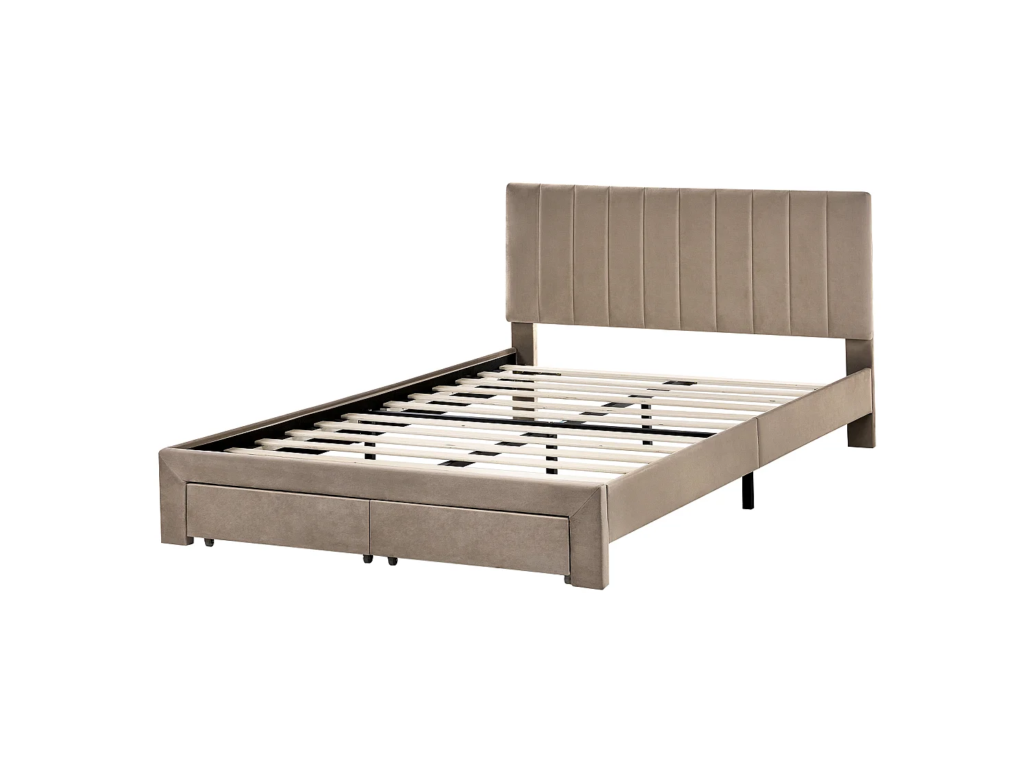 Bed with Storage Drawers LONZAC Velvet Taupe 140 x 200 cm (EU Double)