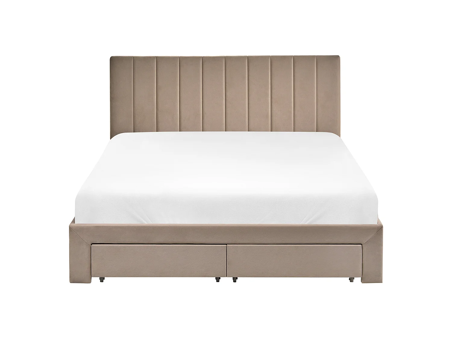 Bed with Storage Drawers LONZAC Velvet Taupe 140 x 200 cm (EU Double)