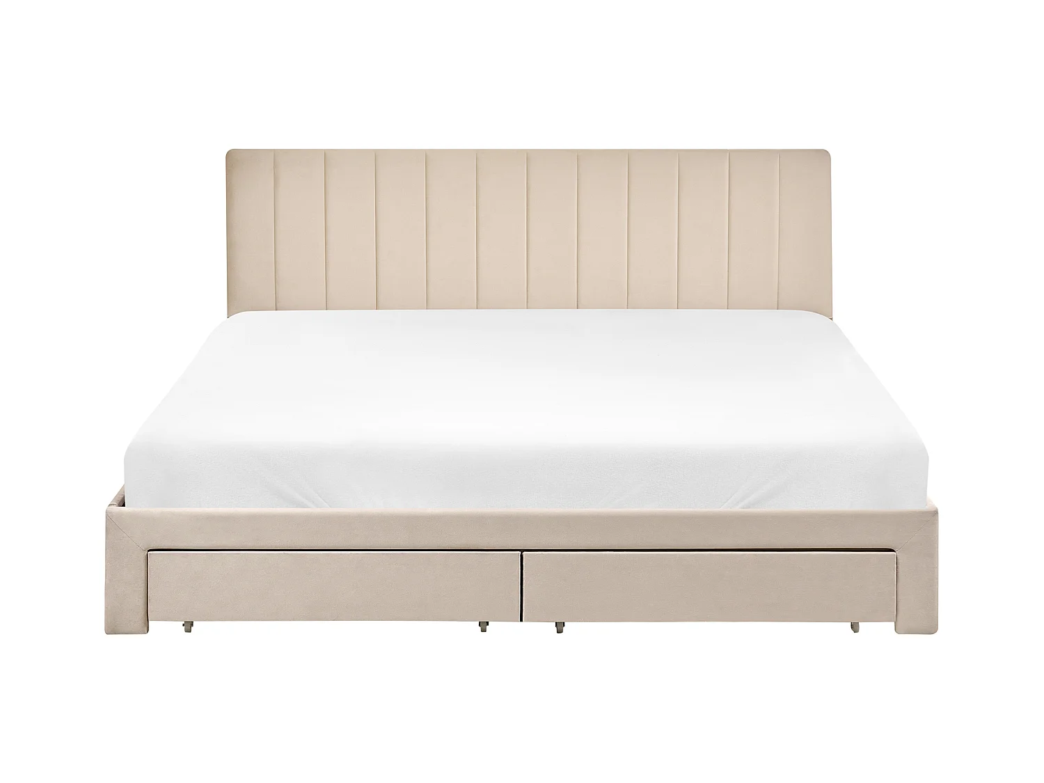 Lit avec tiroirs de rangement Velours LONZAC 180 x 200 cm Beige