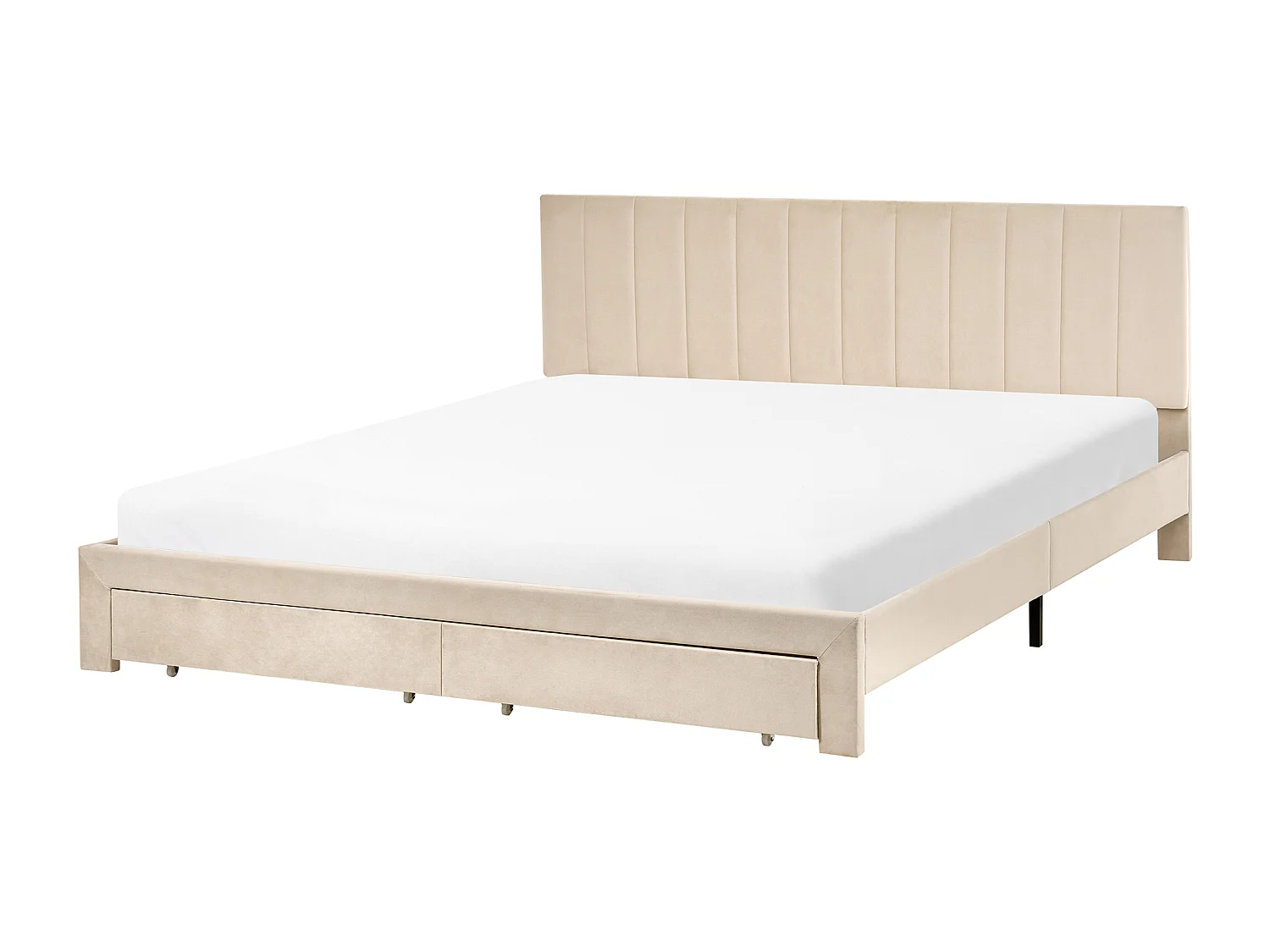 Lit avec tiroirs de rangement Velours LONZAC 180 x 200 cm Beige
