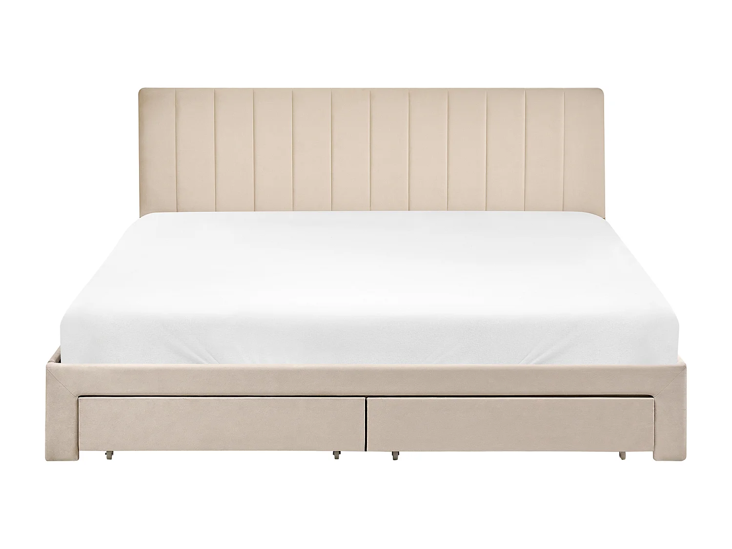 Lit avec tiroirs de rangement Velours LONZAC 180 x 200 cm Beige