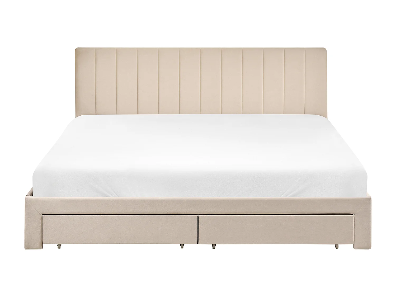 Lit avec tiroirs de rangement Velours LONZAC 180 x 200 cm Beige