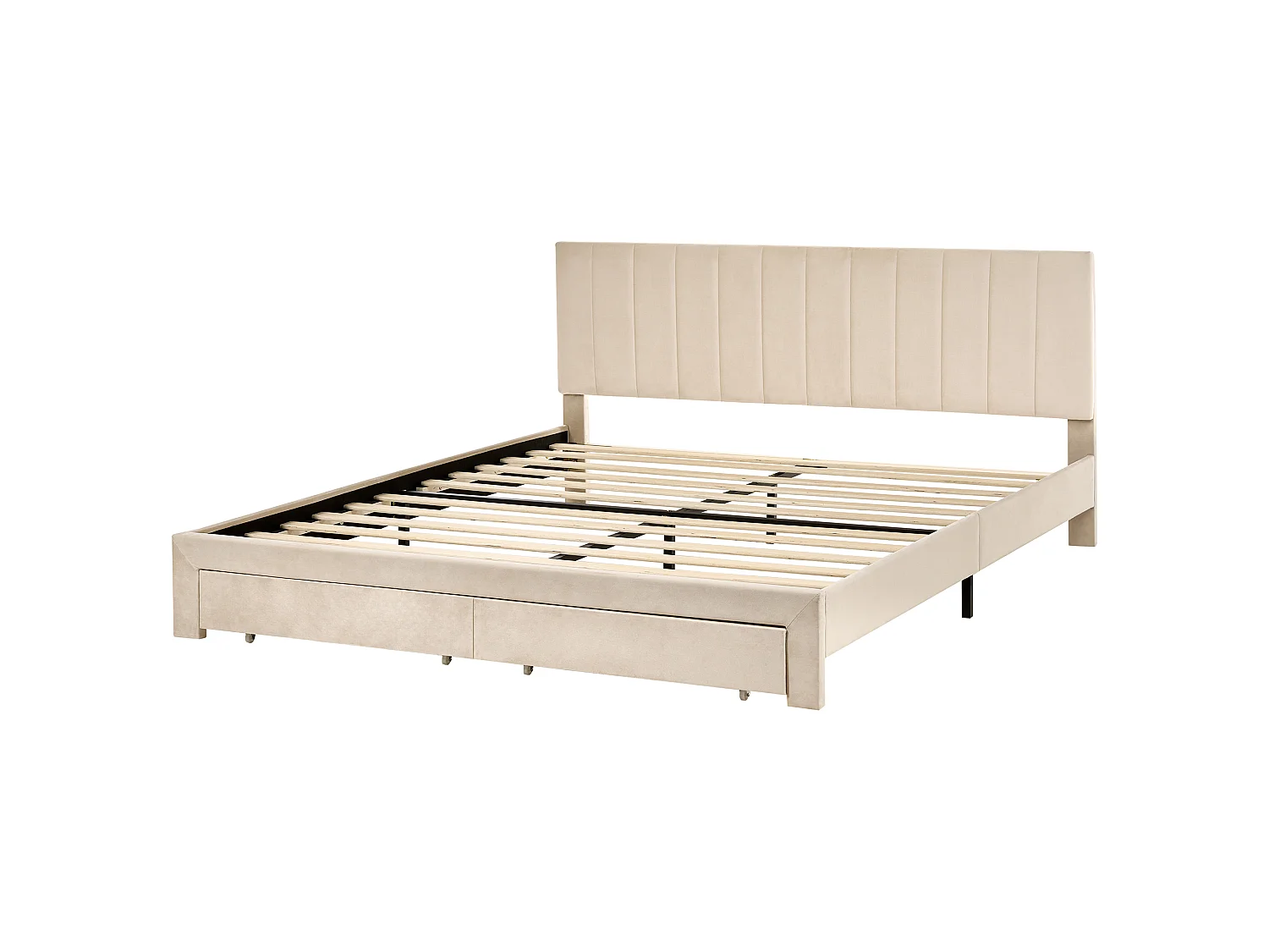 Lit avec tiroirs de rangement LONZAC Velours Beige 180 x 200 cm