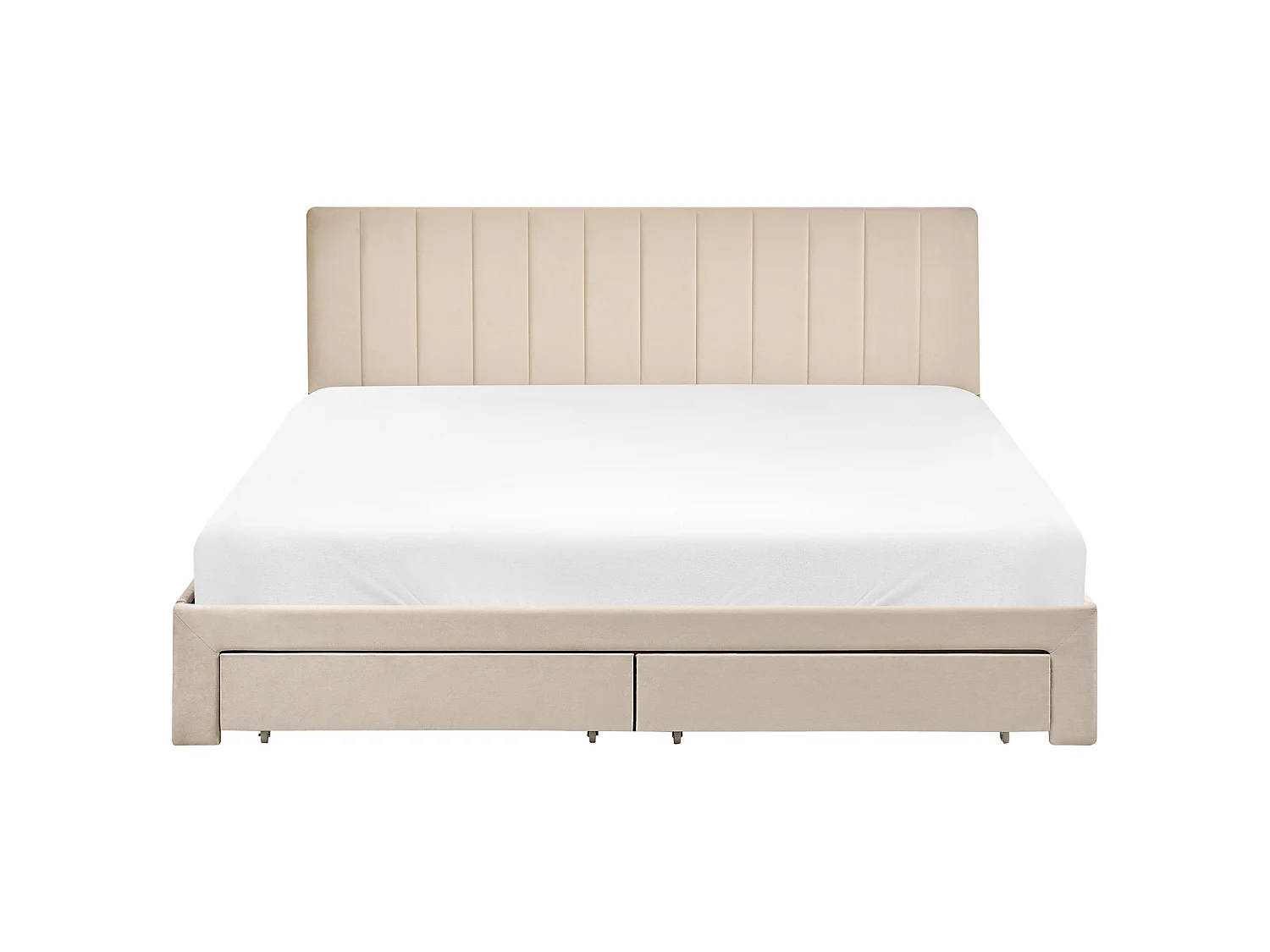 Lit avec tiroirs de rangement LONZAC Velours Beige 180 x 200 cm